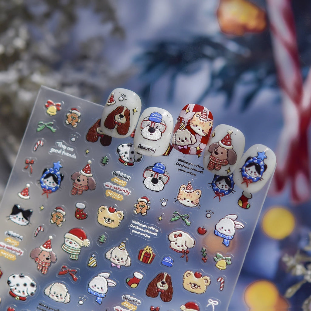 Hello Claws | Christmas Puppy And Kitty Nail Deco Sticker