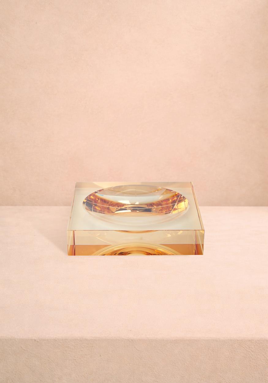 Chelsea Amber Glass Trinket Tray - Brown