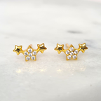 Trio of Stars Earrings in Gold