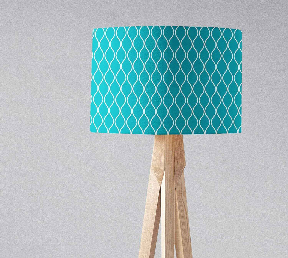 Turquoise Drum Lampshade, White Geometric Design Shade for Table, Floor or Ceiling Pendant Light
