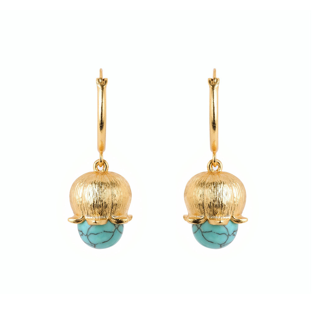Turquoise Lantern Flower Hoops