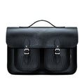 Twin Pocket Executive Handmade Leather Satchel - Black