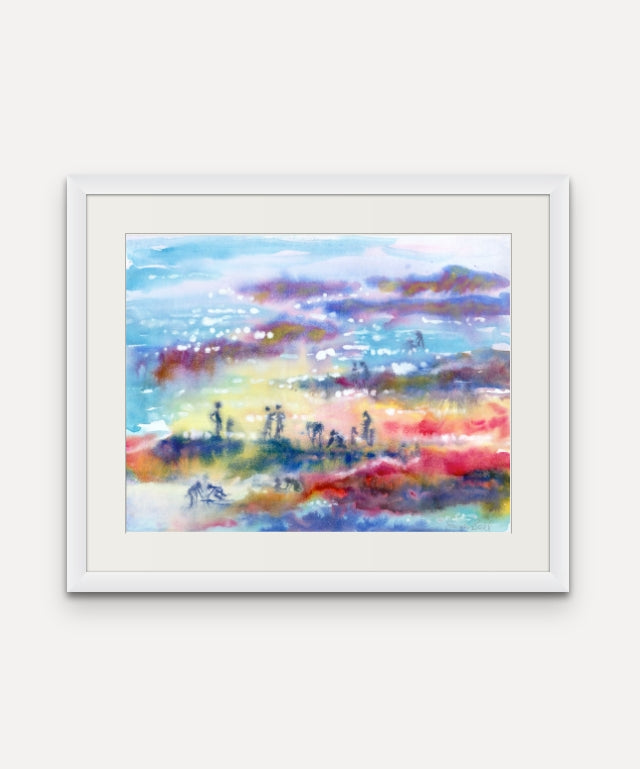 Abstract Beach Scene - Giclée Watercolour Print