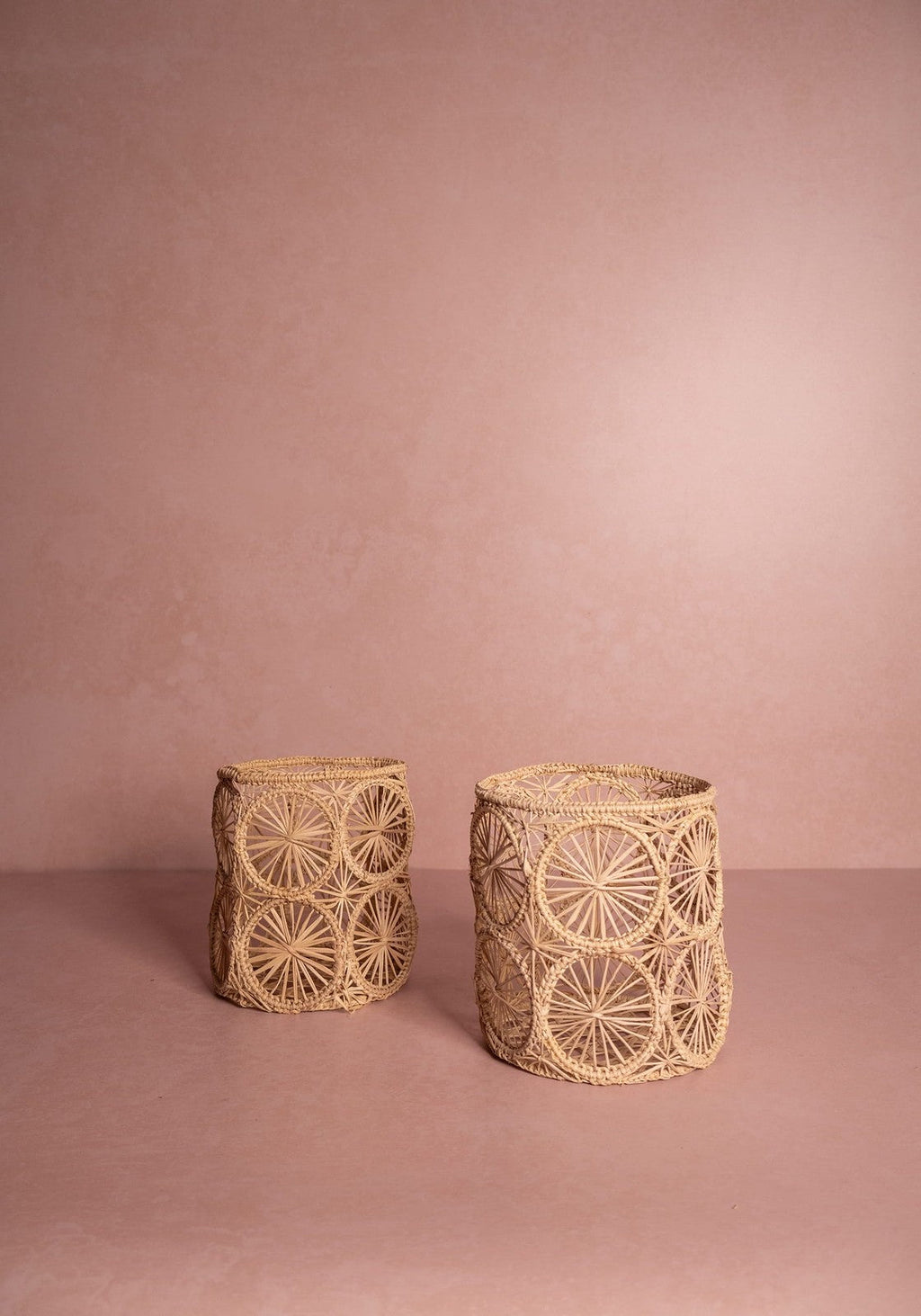 Atlántico Woven Hurricane Vase, Natural - Set of 2
