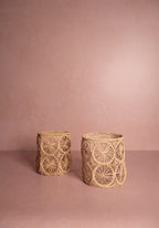 Atlántico Woven Hurricane Vase, Natural - Set of 2