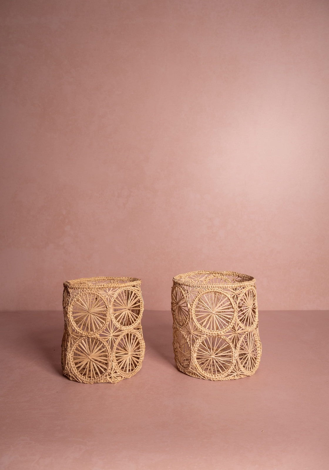 Atlántico Woven Hurricane Vase, Natural - Set of 2