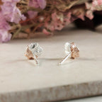 Violet Flower Silver & Rose Gold Stud Earrings