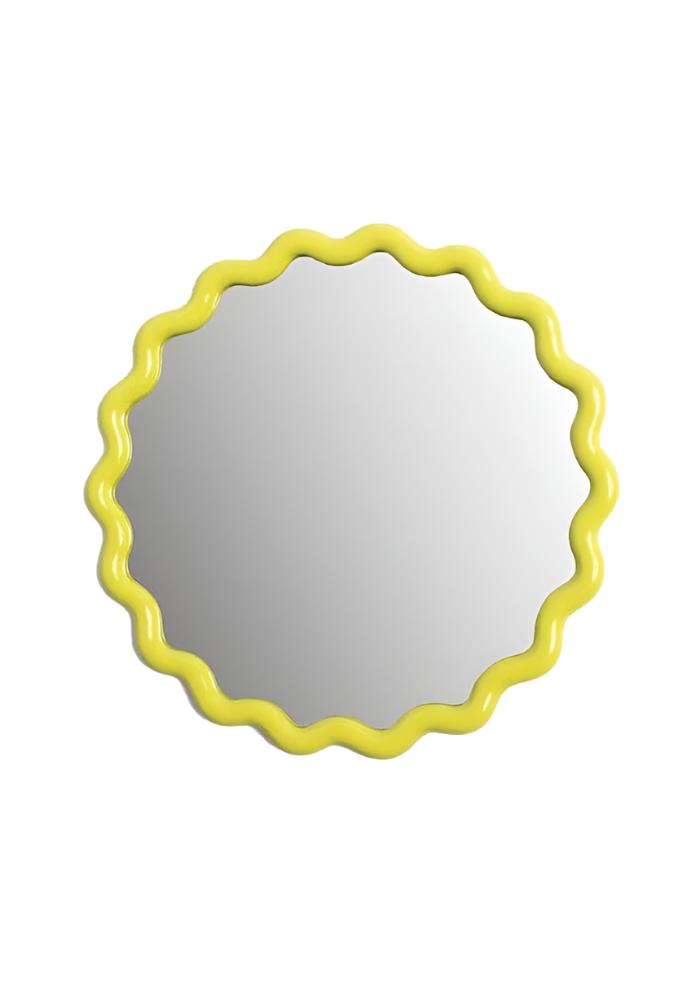 Wavey Round Mirror in Yellow