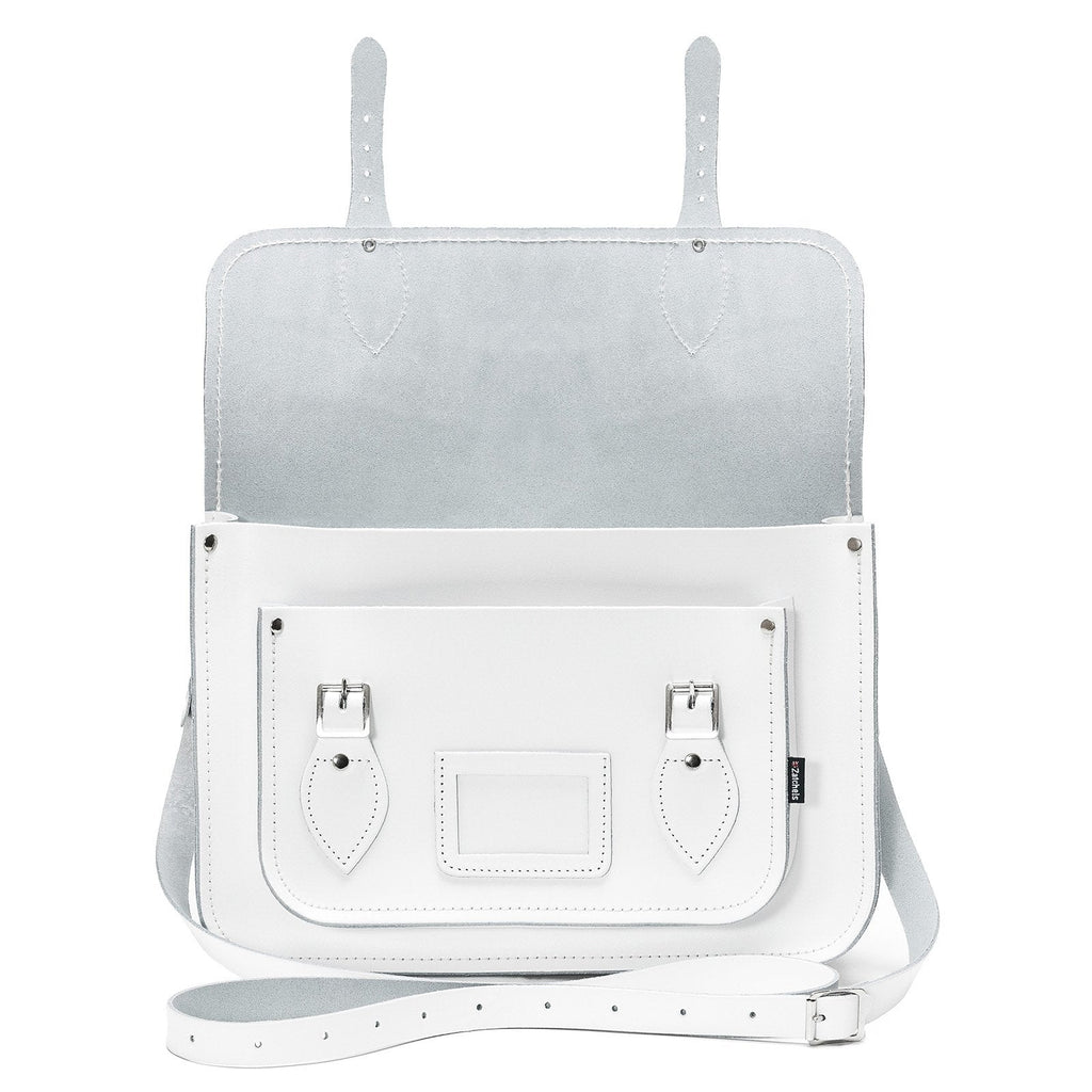Handmade Leather Satchel - White