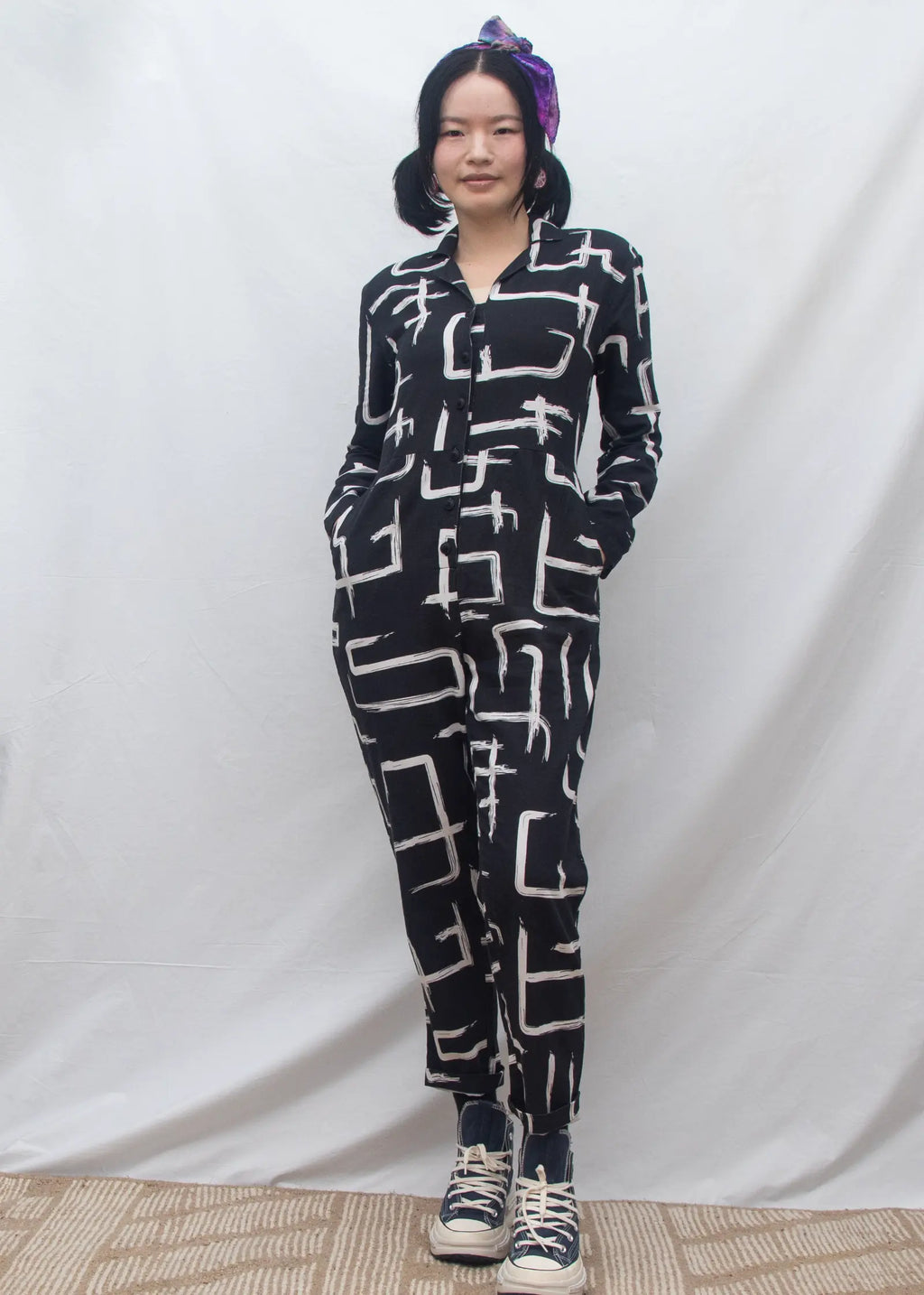 Organic Cotton & Linen Jumpsuit - Galaxy Black & White