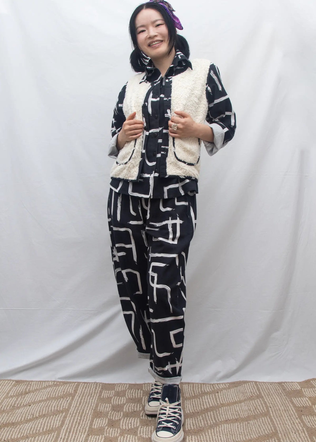 Organic Cotton Terry Reversible Gilet - Galaxy