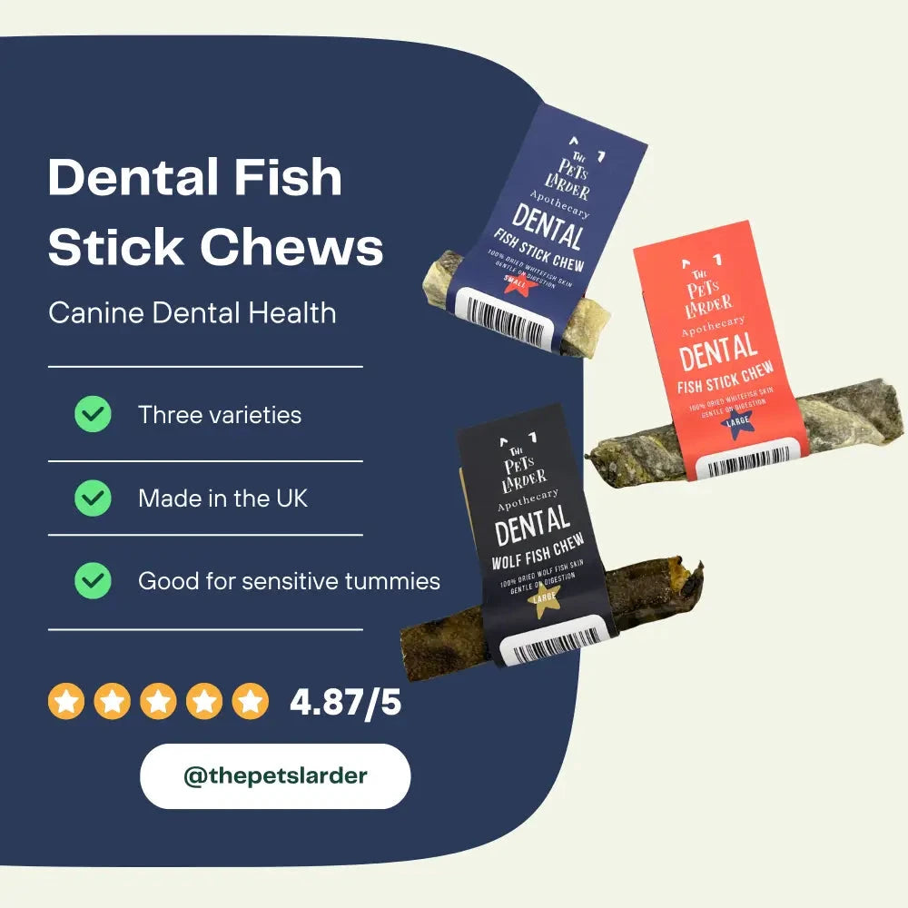 Natural Dog Chews - Fish Stick Treats for Large Dogs by The Pets Larder (wolf-fish-stick-chew-large-chew-for-dogs)