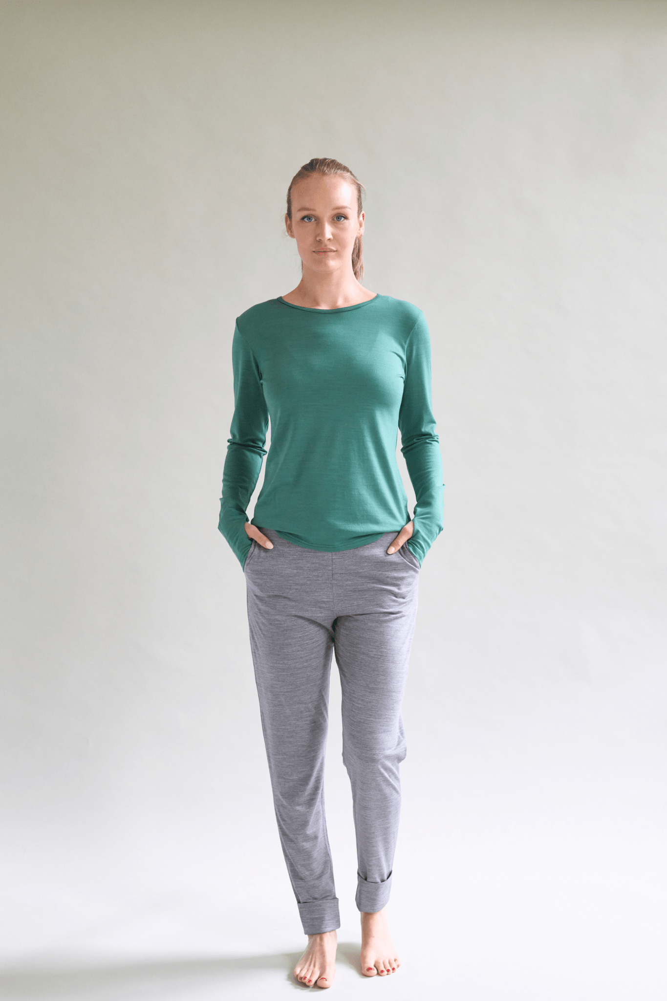 Womens Merino 24 Hour Trouser 190g Lightweight, Grey Marle