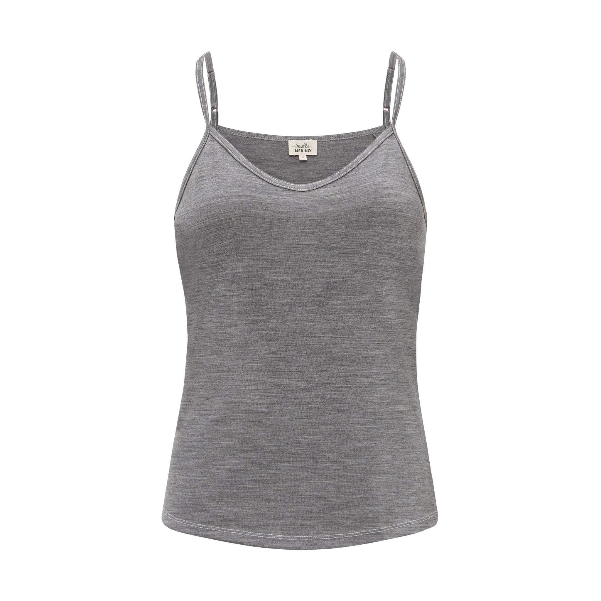 Womens Merino Cami, Grey Marle