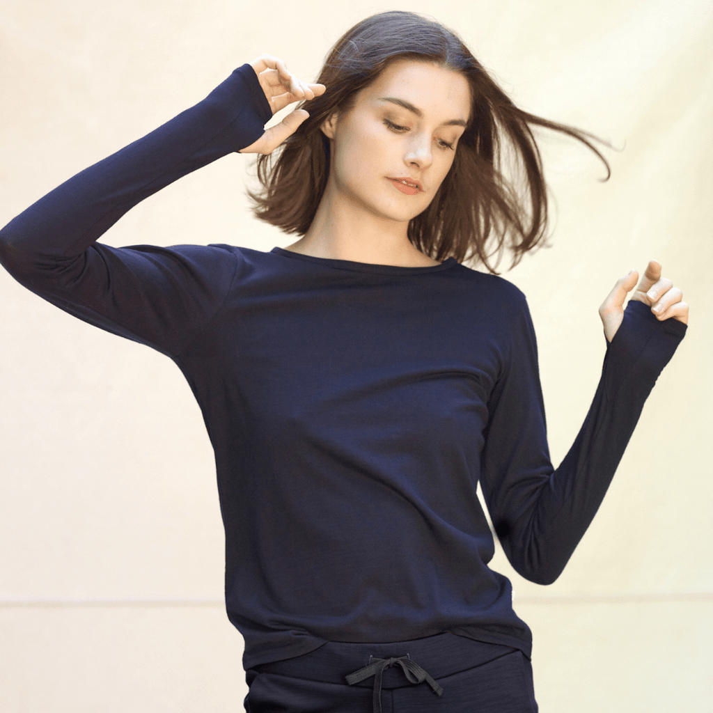 Womens Merino Long Sleeve,  Midnight