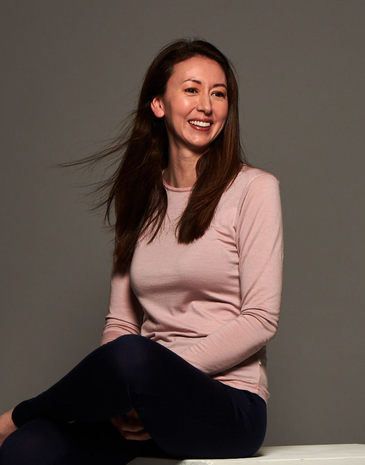 Womens Merino Long Sleeve, Pink Peach Blossom