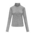 Womens Merino Polo Neck, Grey Marle
