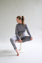 Womens Merino Polo Neck, Grey Marle