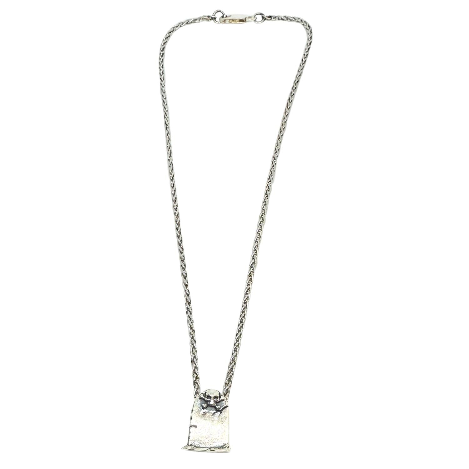 Skeleton Grave Spiga Chain Necklace in Sterling Silver 925 – 38cm
