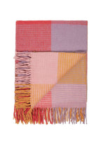 Wool Waffle Blanket In Orange/Pink Check