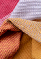 Wool Waffle Blanket In Orange/Pink Check