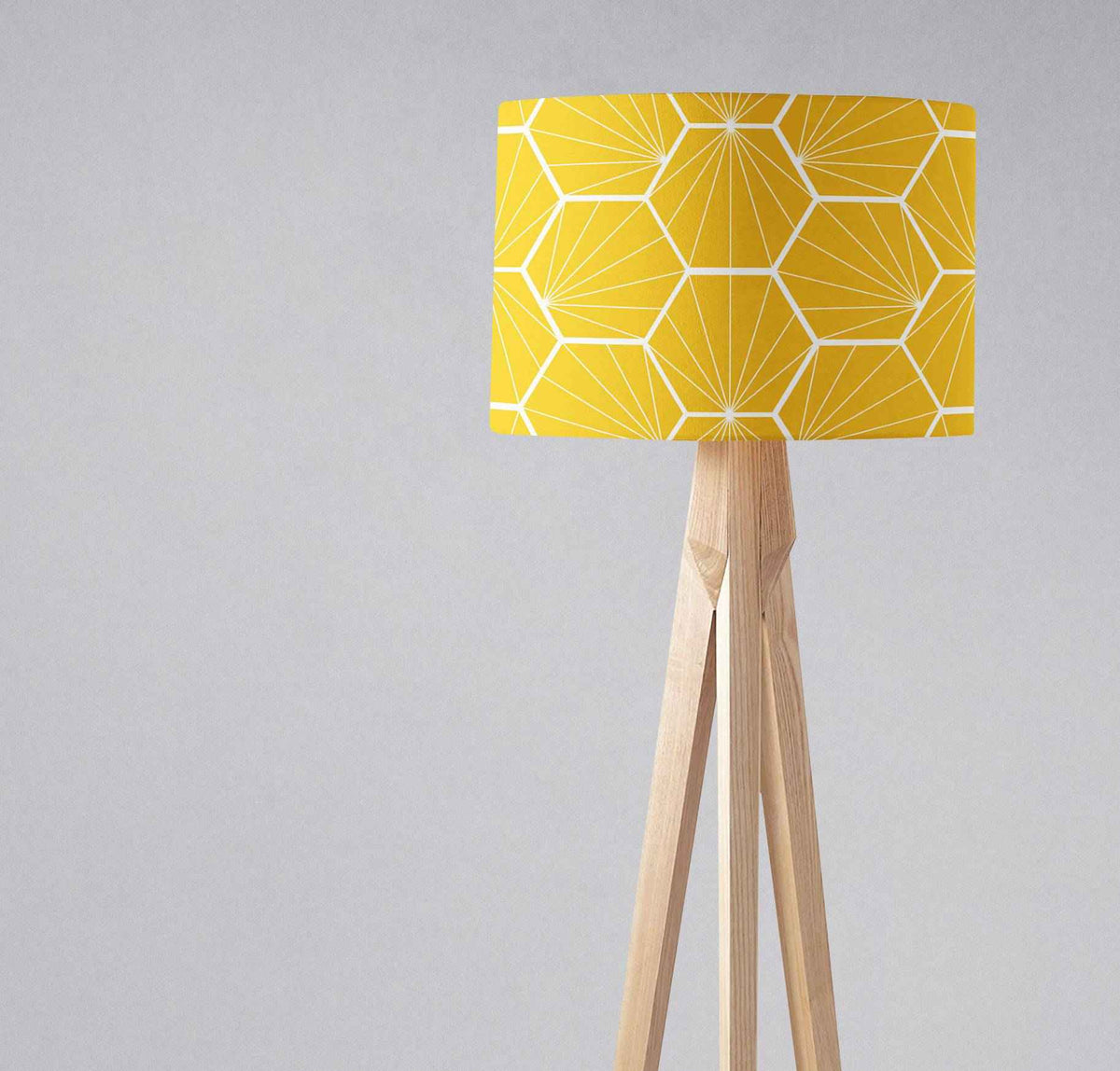 Yellow Drum Lampshade, White Hexagon Design Shade for Table, Floor or Ceiling Pendant Light