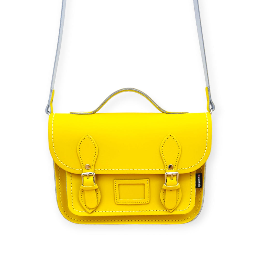 Leather Midi Satchel - Pastel Daffodil Yellow