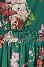 Yumi Urban Touch Green Floral Print Long Sleeve Dress