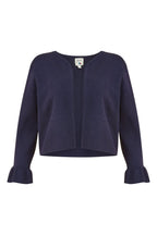Yumi Navy Cropped Cardigan With Bell Sleeves